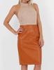 Women's Pure Skirt Party Handmade Lambskin Knee Length Genuine Tan Leather Stylish
