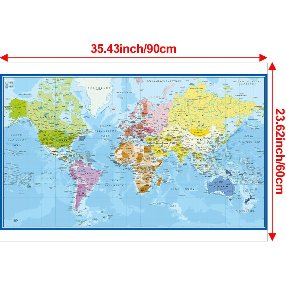 Французская карта - политическое распространение - карты городов, карта мира, образовательный плакат для домашнего офиса, учебные принадлежности для путешествий