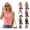 Summer Round Neck Vests & Waistcoats Casual Solid Color Button Decoration Small Vest for Women T-Shirts Female