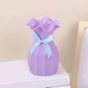 Light Plastic Vase Shatterproof Flower Vase with Ruffled Mouth Dried Flowers Holder with Bow for Bedroom Living Room Table Decor
