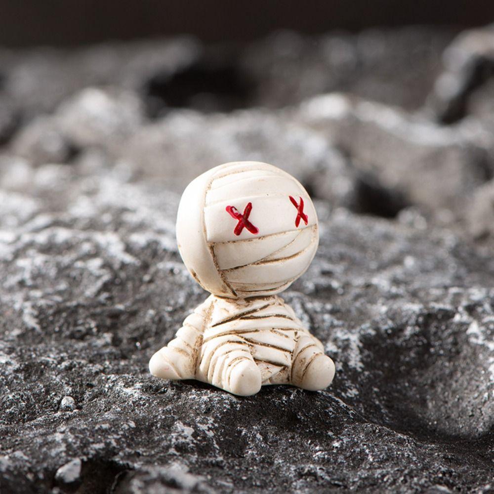 3D Halloween Pumpkin Skeleton Figurines Cartoon Miniatures Ghost Ornaments Home Decor