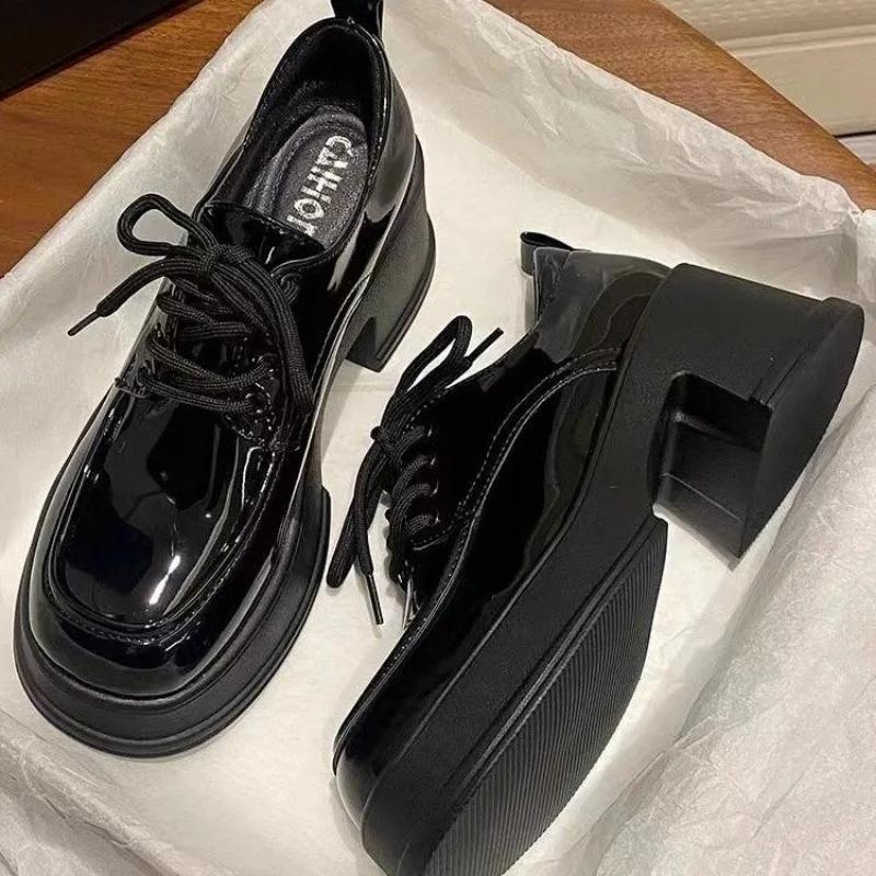 Zapatos planos de suela gruesa para mujer, zapatillas Мэри Джейн в британском стиле, цвет негр, темпорада де верано