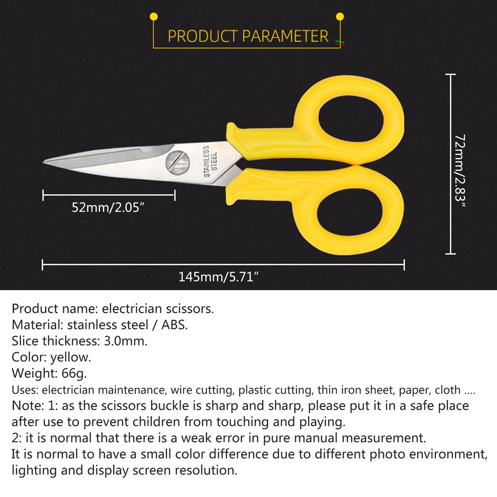 Профессиональные ножницы электрика, высокопрочное лезвие из нержавеющей стали, прочное лезвие для рабочего электрика