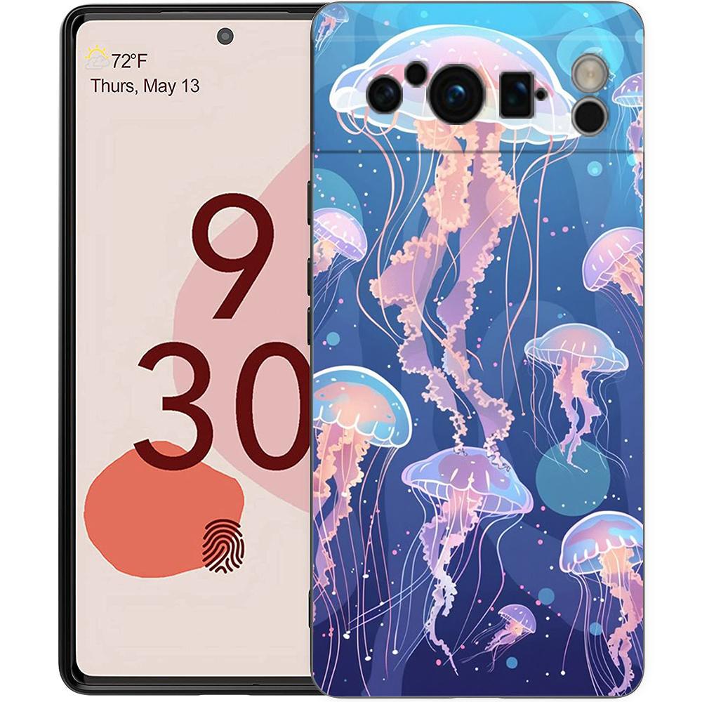 Парный чехол для телефона с дельфином и китом Для Google Pixel 9 8 9A 8A 7 7A 6 Pro XL 6A 5G Черный Мягкая задняя крышка Роскошный TPU Чехол