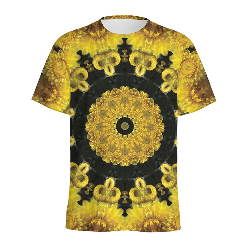 Colorful Kaleidoscope 3D Printed T-shirt For Men Psychedelic Pattern T Shirt Summer Casual Short Sleeves Round Neck Tee Shirts