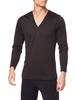 Breath Thermo a Innerwear with Size S Underwear, V-neck, Long-sleeved, Heat-generating Moisture-wicking Properties, C2JA06, Men's, Black,