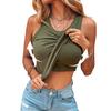 Women Ribbed Tank Top Knitted Camisole with Built-in Bra Casual Crew Neck Sleeveless Basic