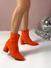 Осенне-зимние замшевые сапоги средней высоты для женщин Cross-Border Large Size Plus Coarse Heel Roman Chelsea Boots 37-43