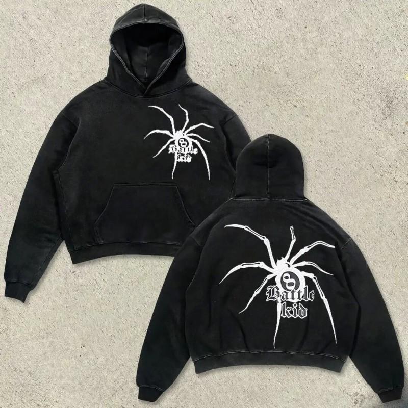 Y2K Streetwear Skull Print Hoodie Couples Vintage Harajuku Loose Fit Sweatshirt