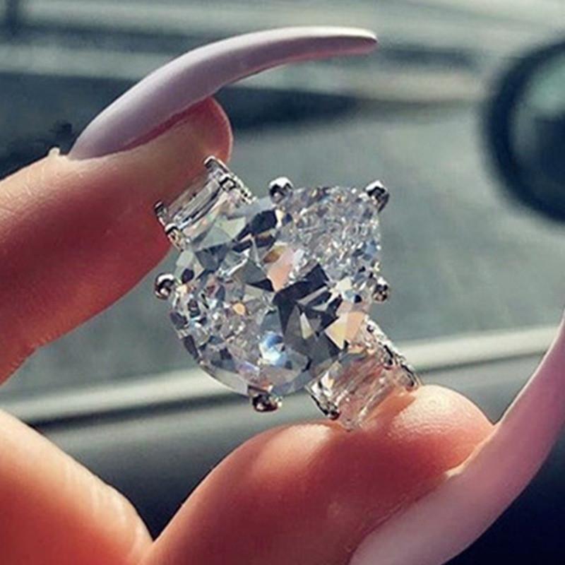 Кристальный Камень Капля Воды Фианит Кольца Стильные Стильные Роскошные Обручальные Женские Свадебная Вечеринка Свадебные Аксессуары КольцаМода