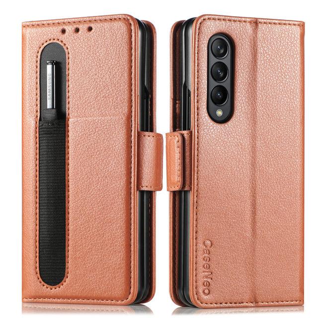 Кожаный чехол с противоударным кошельком для Samsung Galaxy Z Fold4 5g Fold 4 Fold3 Fold 3 с слотом для карт S Держатель для ручки Сумка для телефона
