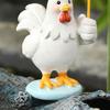 Holding Yellow Umbrella Chicken Figurine Cartoon Chick Resin Statue Sculpture Home Office Desktop Decoration Ornament