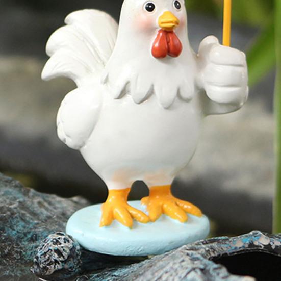 Holding Yellow Umbrella Chicken Figurine Cartoon Chick Resin Statue Sculpture Home Office Desktop Decoration Ornament