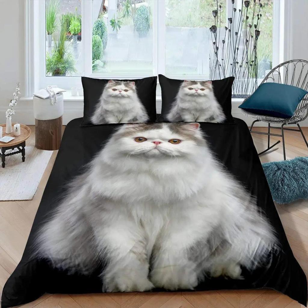3D цифровая печать 2/3 шт животное кошка узор пододеяльник наволочка двуспальная кровать покрывало одеяло мягкий микрофибра постельное белье комплект