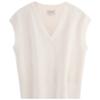 Casual Minimalist Letter Jacquard V-Neck Knit Vest Women Vest Milk-White J224560