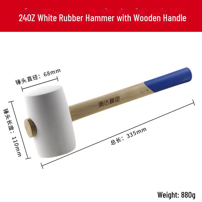 Тенгда Резиновая киянка с рукояткой из массива дерева для укладки плитки и пола