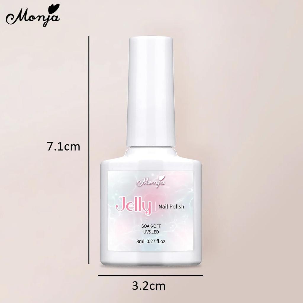 monja 8 мл желейный УФ-гель для ногтей, полупрозрачный ледяной телесный розовый дизайн маникюра, отмачиваемый лак, гибридный лак цвета