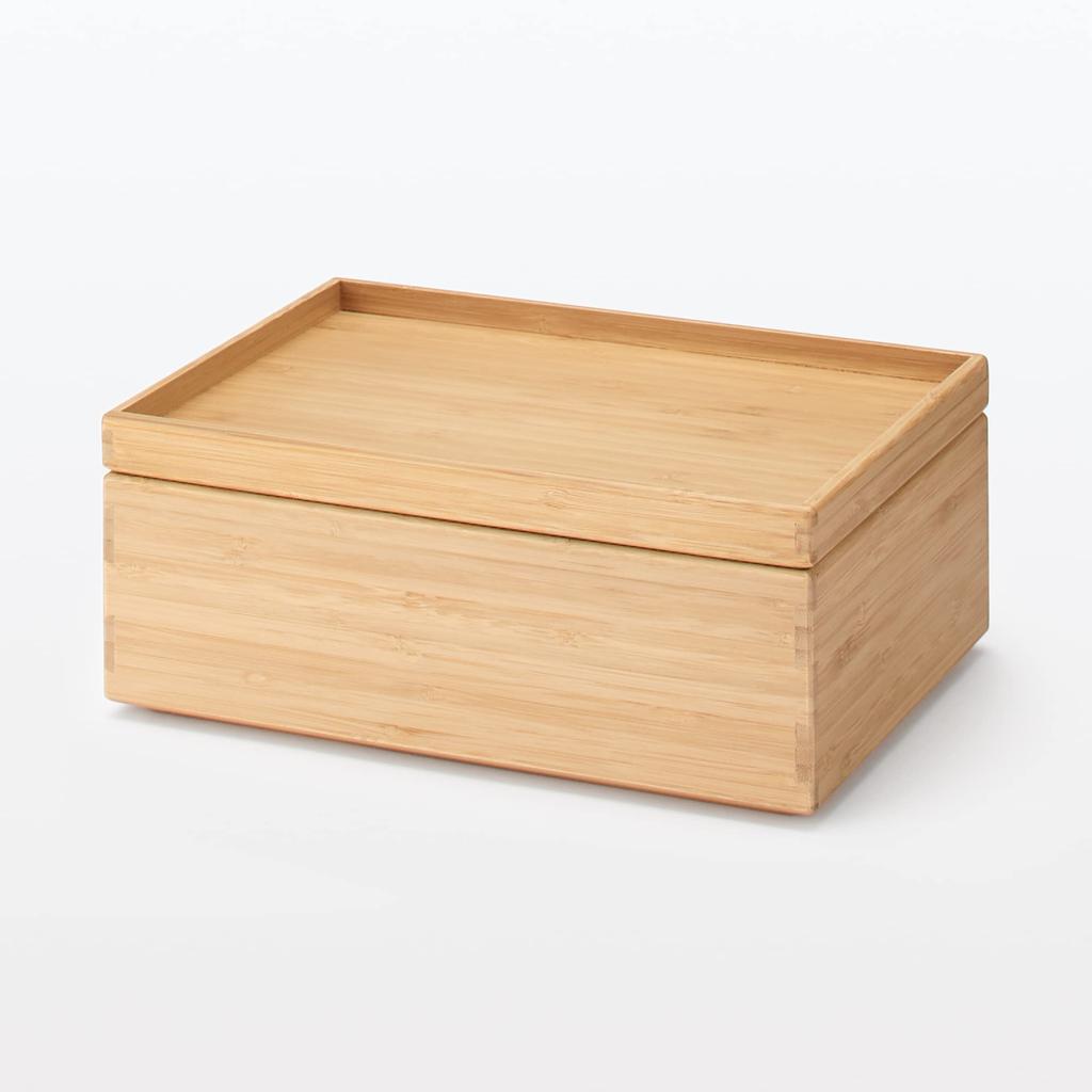 MUJI штабелируемый бамбуковый прямоугольный ящик для хранения 26 см Ш x Г x Номер продукта Подходит для ящика для хранения одежды, Половина, Маленький, 18,5 см 8,5 см В, 12047261,