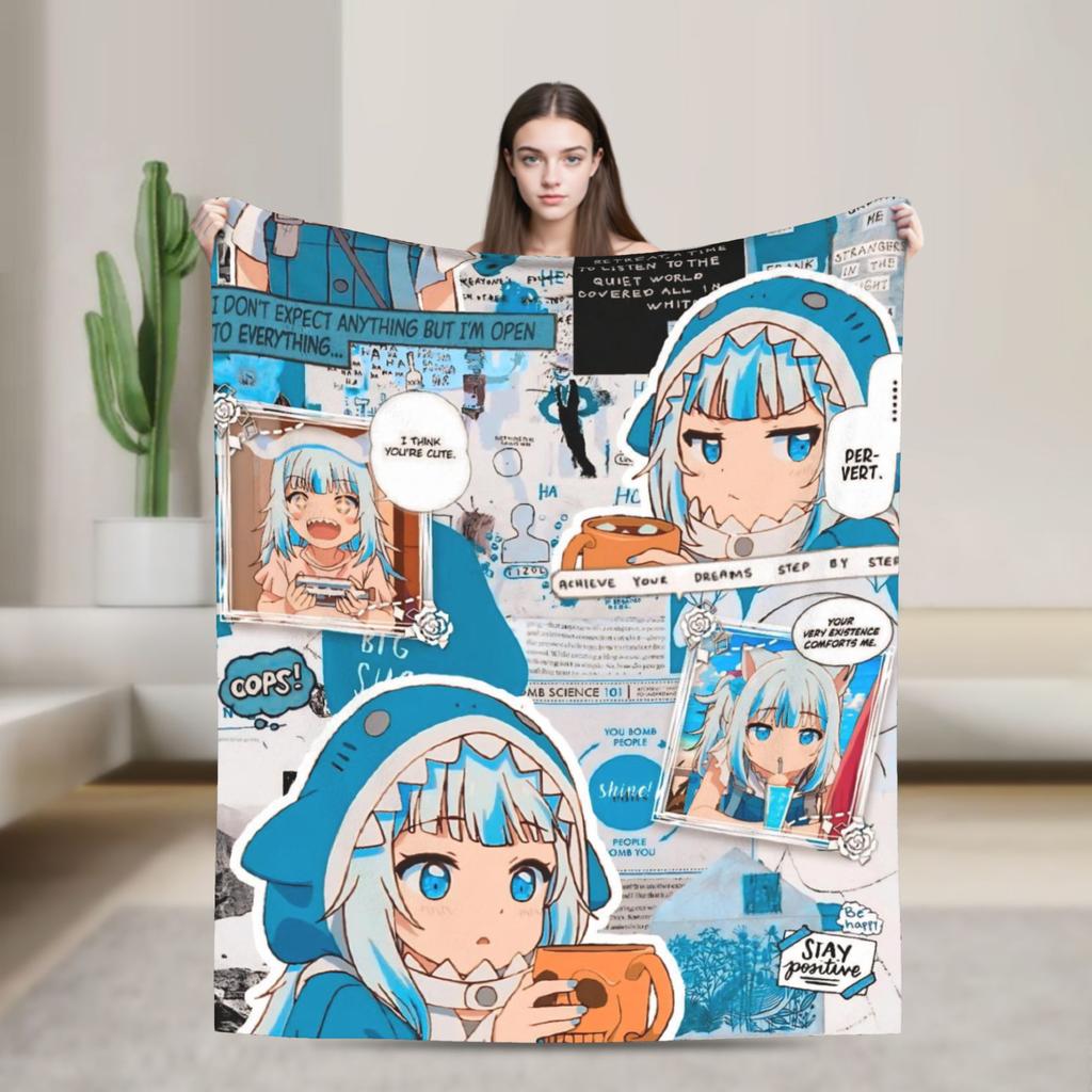 Super Warm Blanket Camping Sameko Saba VTuber Throw Blanket Flannel Bedspread For Couch Bed Funny Sofa Bed Cover
