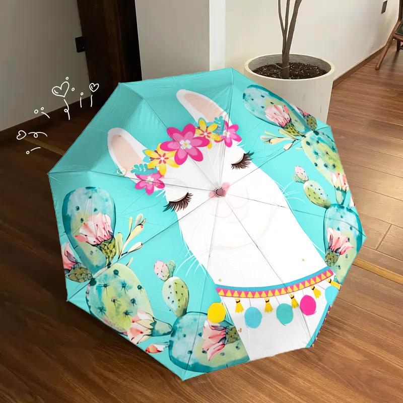 1pc Llama, Cactus Themed High-quality Umbrella,Automatic Opening and Closing Umbrella,Multi-functional Umbrella G0811053