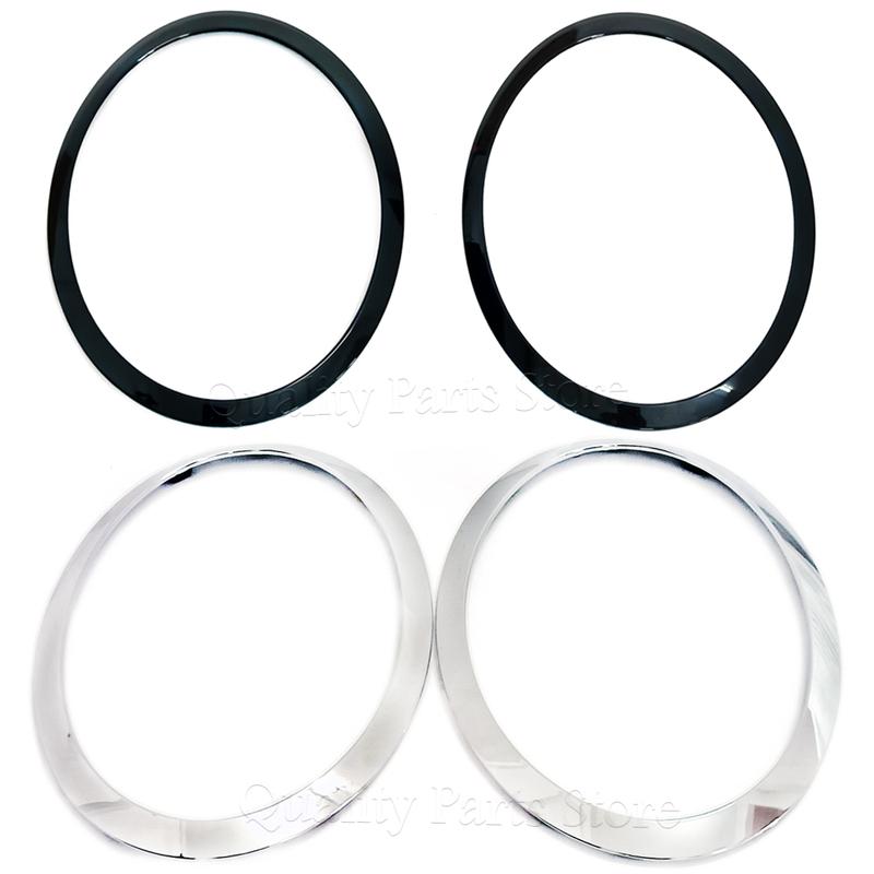 NEW For Cooper F55 F56 F57 2014-2021 Gloss Black/Silver Plated Headlight Ring Bezel Trim Surround Cover 51137300631 51137300632