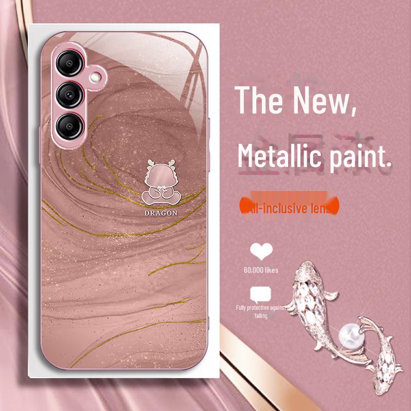 Gilded Dragon Case for Samsung A14, S21, A22, A31 - Dragon Year Design, High-End Glass Finish