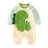 Autumn Baby Long Open Dinosaur Baby Spring Green [YIN OON] Clothes, Boys, Sleeves, Rompers, Boys, Front, Pattern, Cotton, Clothes, Underwear, Soft,