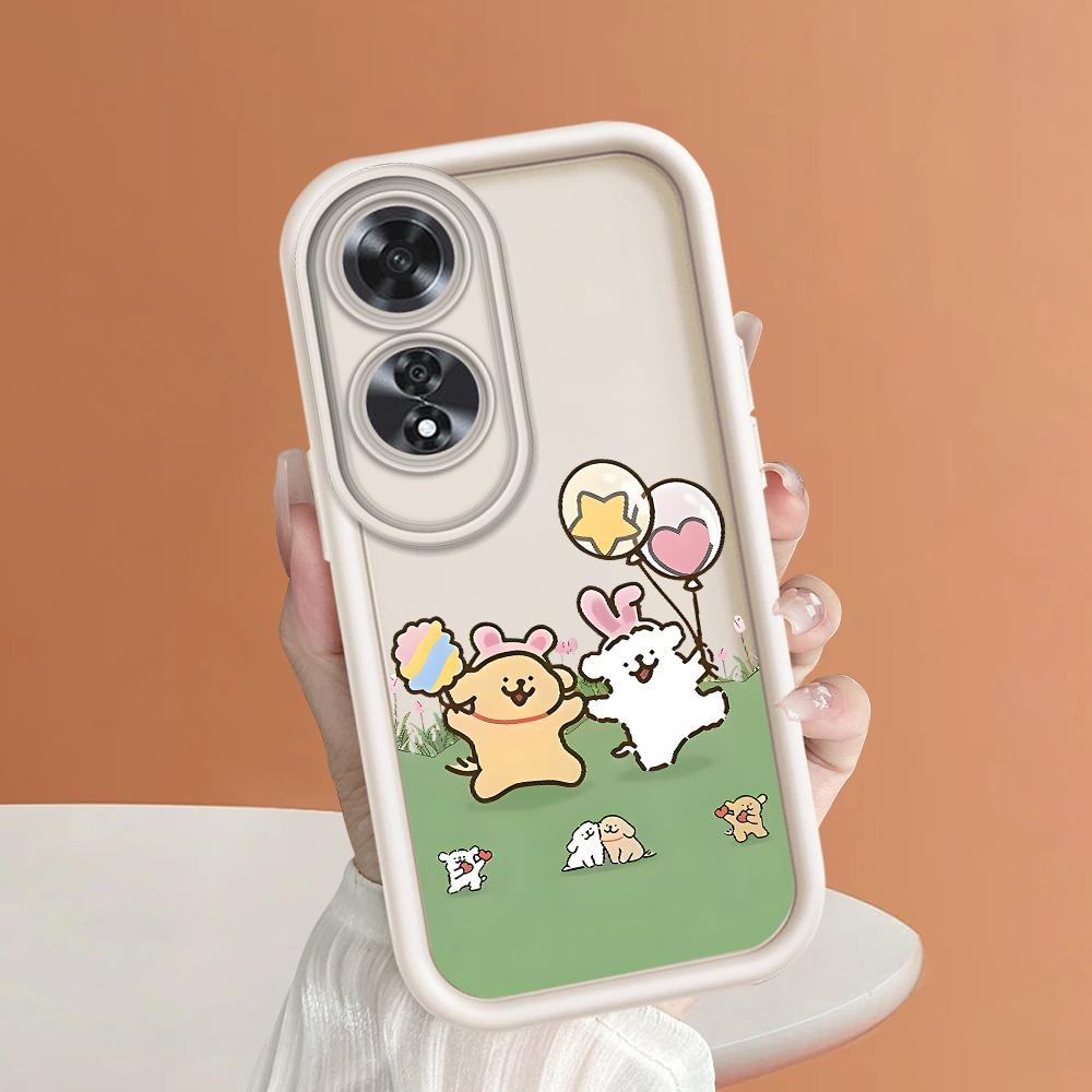 Для Realme 11 11x 12x 12 Pro C21 C30 C33 C35 C65 OPPO A18 A38 A60 A96 Reno 10 11 12 Pro Мягкий силиконовый квадратный чехол для телефона с изображением мультяшных собак и воздушных шаров