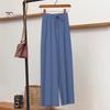 Женские брюки, эластичные повседневные брюки с высокой талией и регулируемым шнурком, однотонные свободные брюки с широкими штанинами, летние тонкие длинные брюки