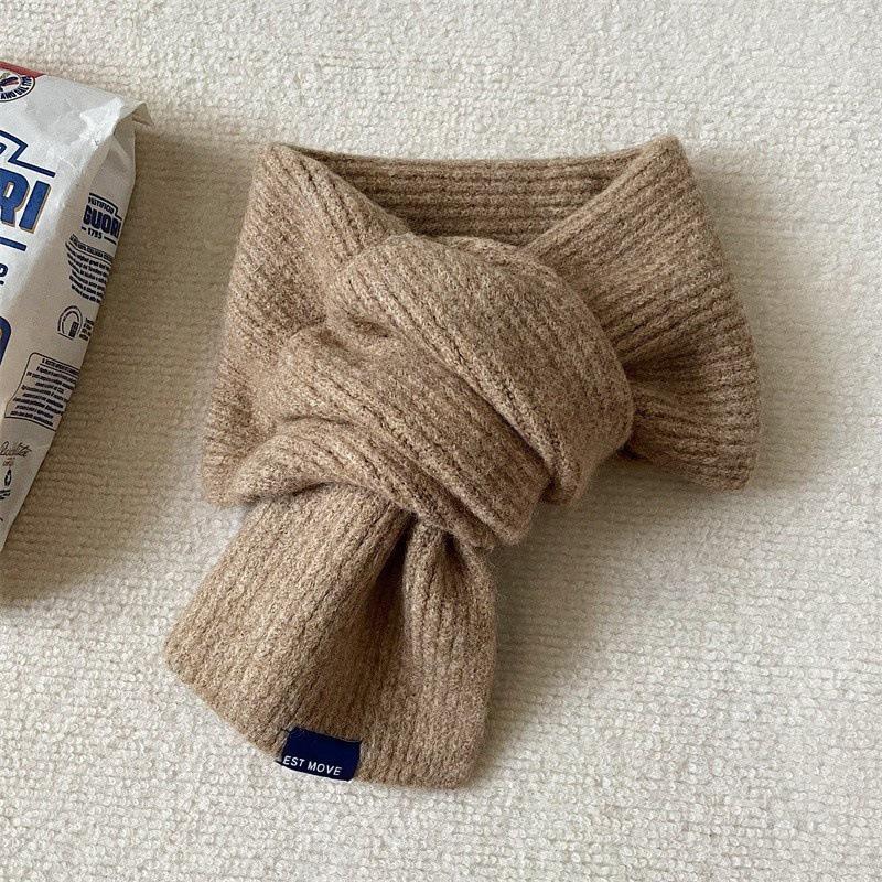 Короткий шарф-крест для женщин Зимний теплый шерстяной вязаный шарф Студенческий корейский стиль Парный стиль На все случаи жизни