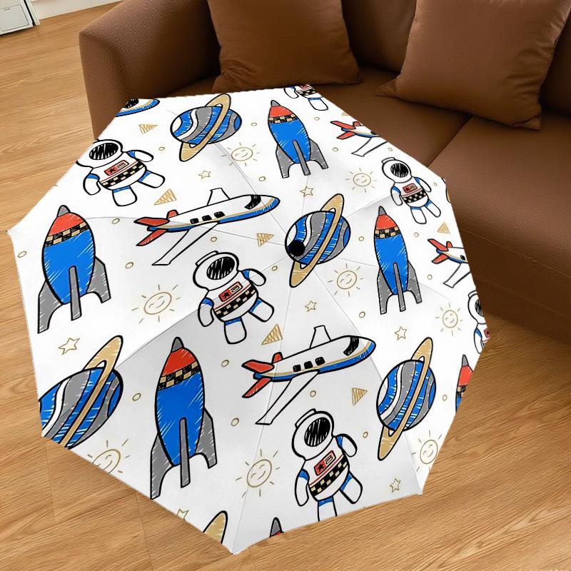 1PC space astronaut Umbrella-8-Rib Reinforced, Automatic Open, Lightweight & Durable, Fashion Accessory for Outdoor-L0334