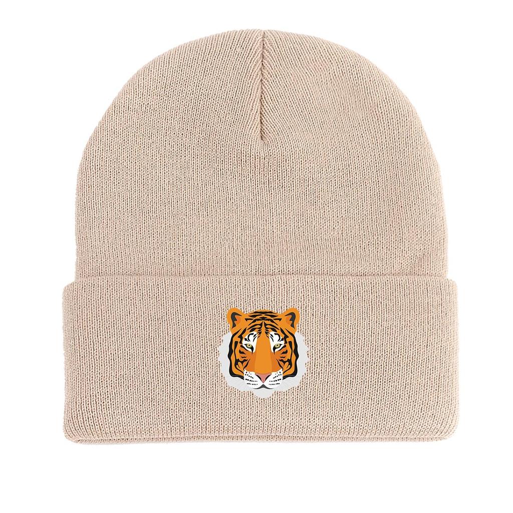 Tiger Winter Knit Cap Beanie, Animal Woman Cap Cancer Chemo Elastic Solid Color Headwear Knit Hat Beanie