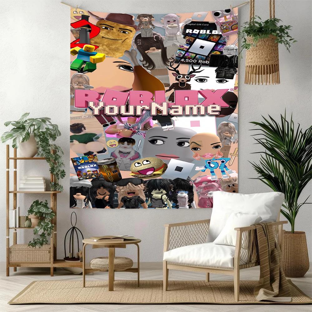 Roblox Custom Your Name Wall Decor Tapestry Art For Pet Memorial Birthdaywedding Party Backdrop Family Gift