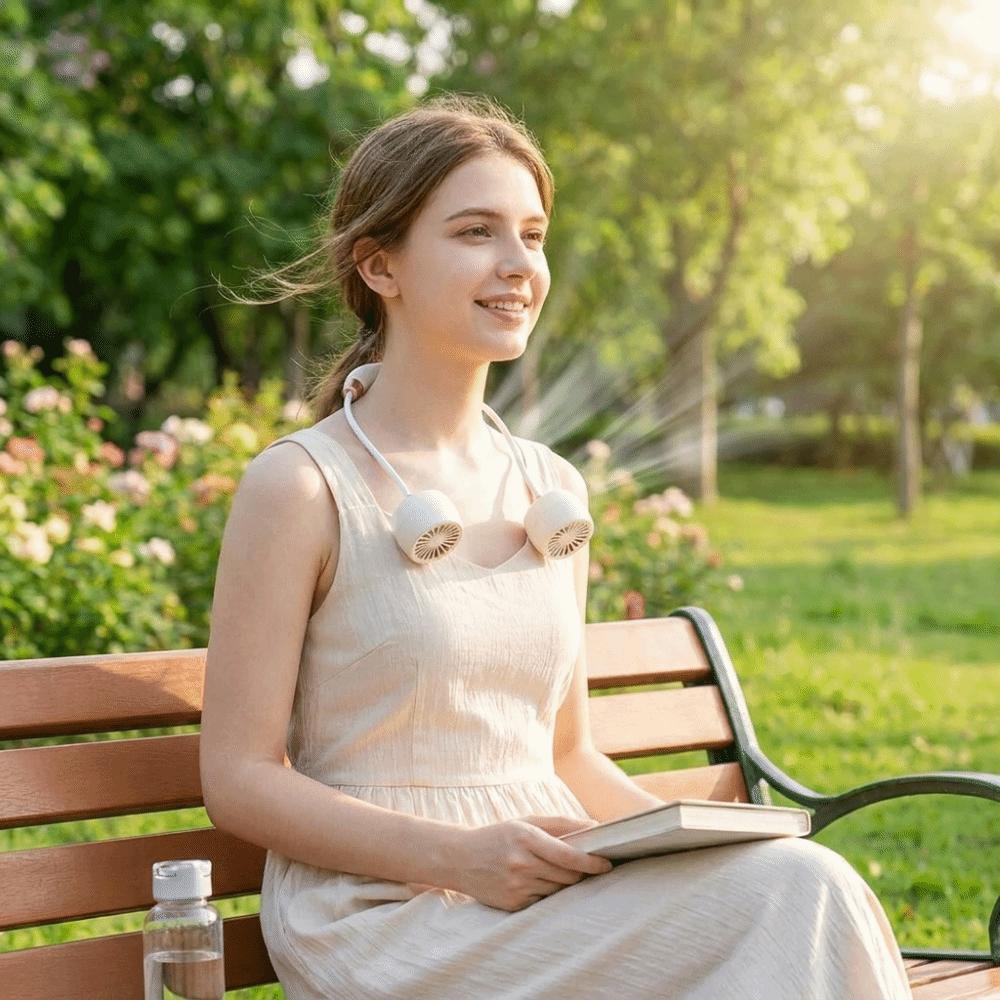 Foldable Structure Wearable Neck Fan Turbine Air Outlets Turbine Cooling Fan  Summer Outdoor