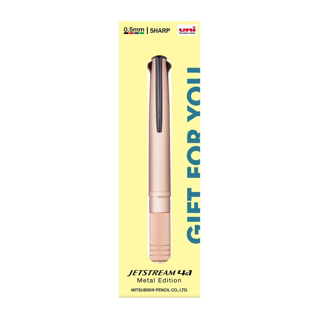 Mitsubishi Pencil Pen Jet Stream Metal Edition Limited Gift Package Pink Gold MSXE5200A7422 Multi-Function 4&1 0.5