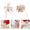 Elegant White Bowknot Keychain With Pearls Accent Sweet Charm Backpack Rings Handmade Jewelry Bag Pendant Gift for Women