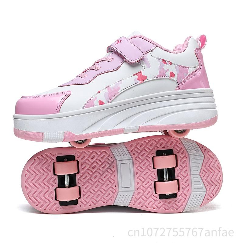 Детская обувь для скейтборда Ходьба Катание Двойного назначения Удобная Износостойкая Уличные Кроссовки для роликовых коньков Повседневная обувь для девочек