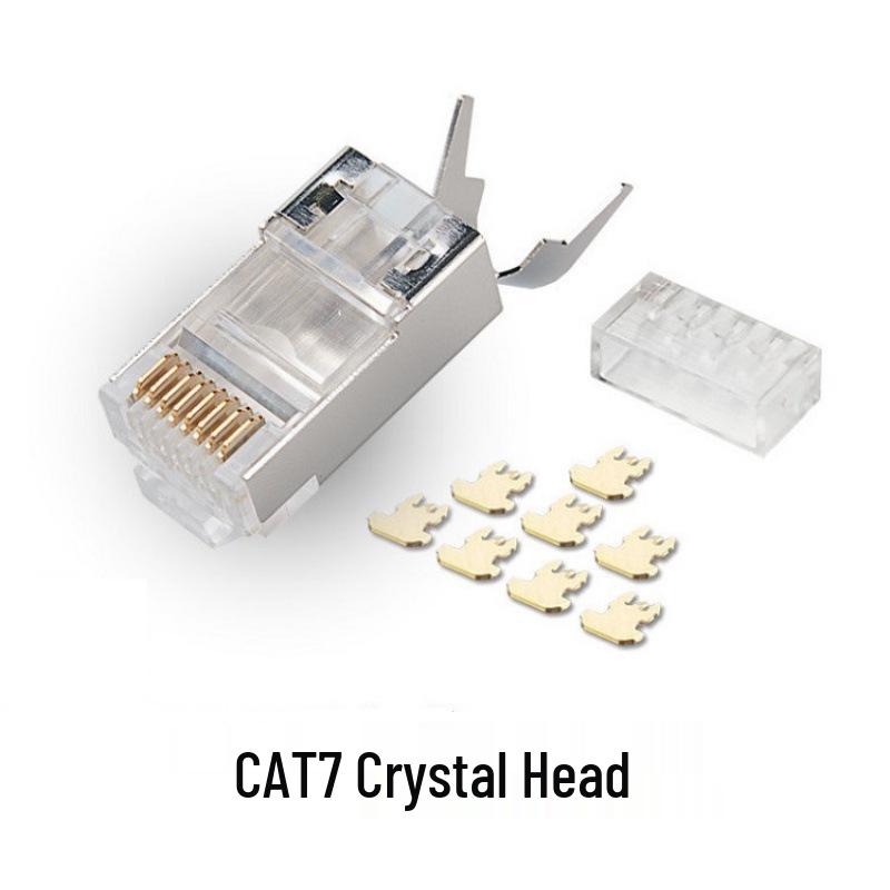 Gold-Plated Cat7 Gigabit RJ45 Pure Copper Network Crystal Head