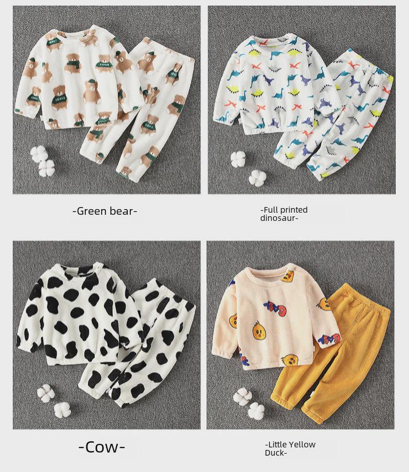 Фланелевая пижама для детей ранней весны: Милый бархатный комплект из двух предметов для мальчиков и девочек