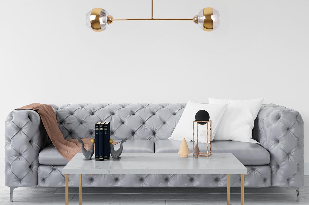 Asturia Gold Ceiling Lamp 2-Flat Golden Lamp E27