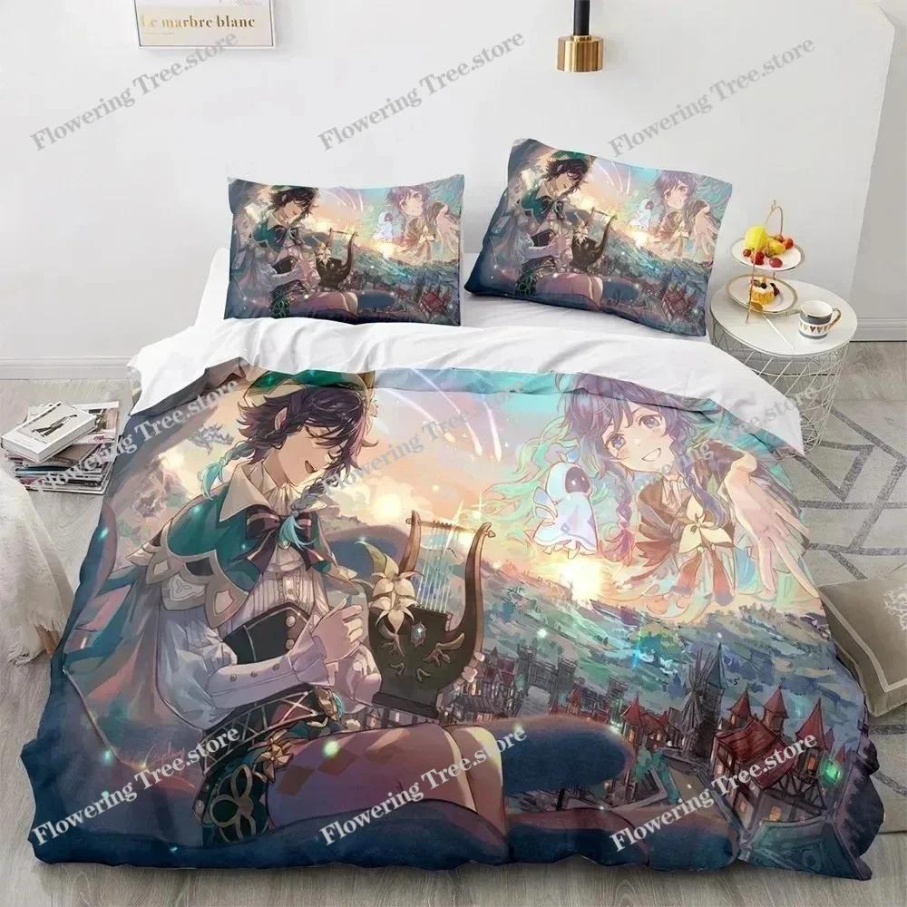 Game Genshin Impact Comforter Комплекты постельного белья Одеяло Покрывало Пододеяльник Наволочка Наборы Детский Взрослый Размер