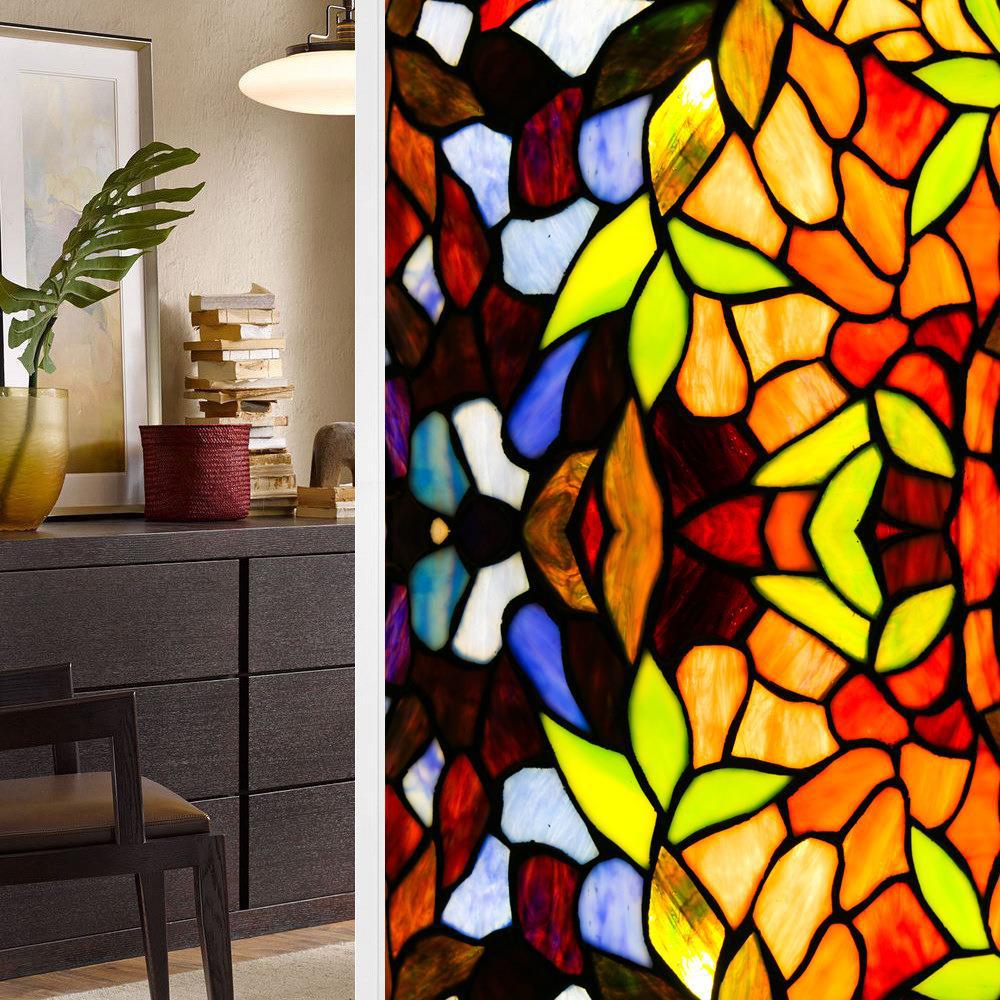 Красочная Ретро Цветок и Птица ПВХ Статическая Пленка для Окон Съемная