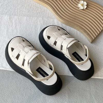 Модные женские сандалии Baotou, летние, новые, с круглым носком, с полой дышащей толстой подошвой, модные сандалии