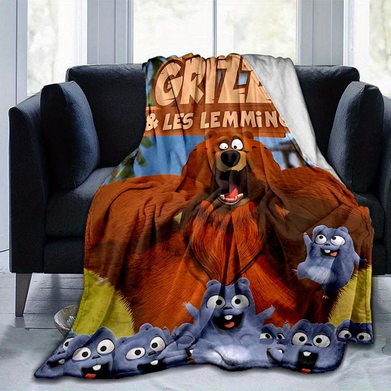1pc, Grizzy & Les Lemmings Throw Blanket, Soft Coverlet for Bed, Couch, Outdoor Use, Travel, Camping, Car, Beach, Office Nap, Perfect Gift for Friends