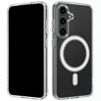 Прозрачный чехол для телефона WANLONFENG серии LM для Samsung Galaxy S24, совместимый с MagSafe, с защитной пленкой для экрана (Большое отверстие для линзы)