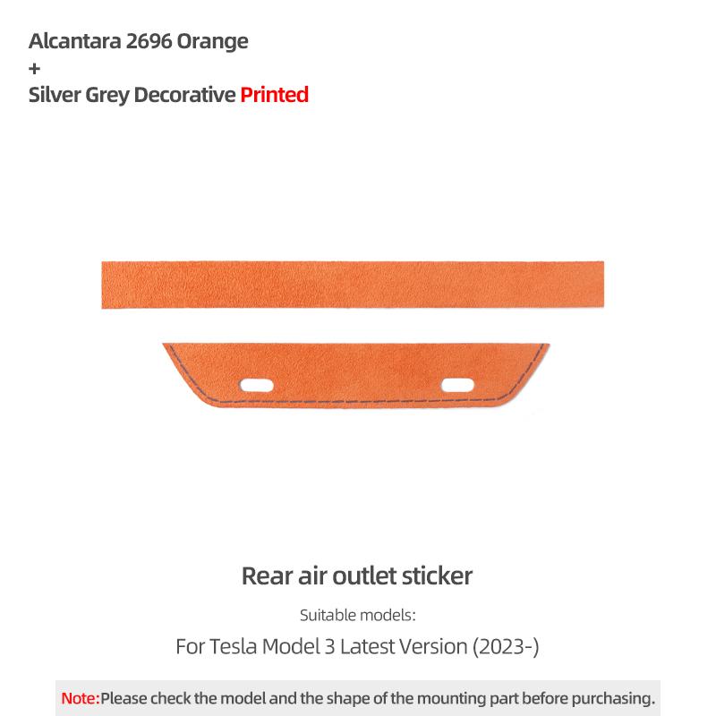 Betterhumz For Tesla Model 3 Highland 2024- Made of Alcantara Car Rear Air Vent Outlet Sticker Trim Decoration Strip Accessories