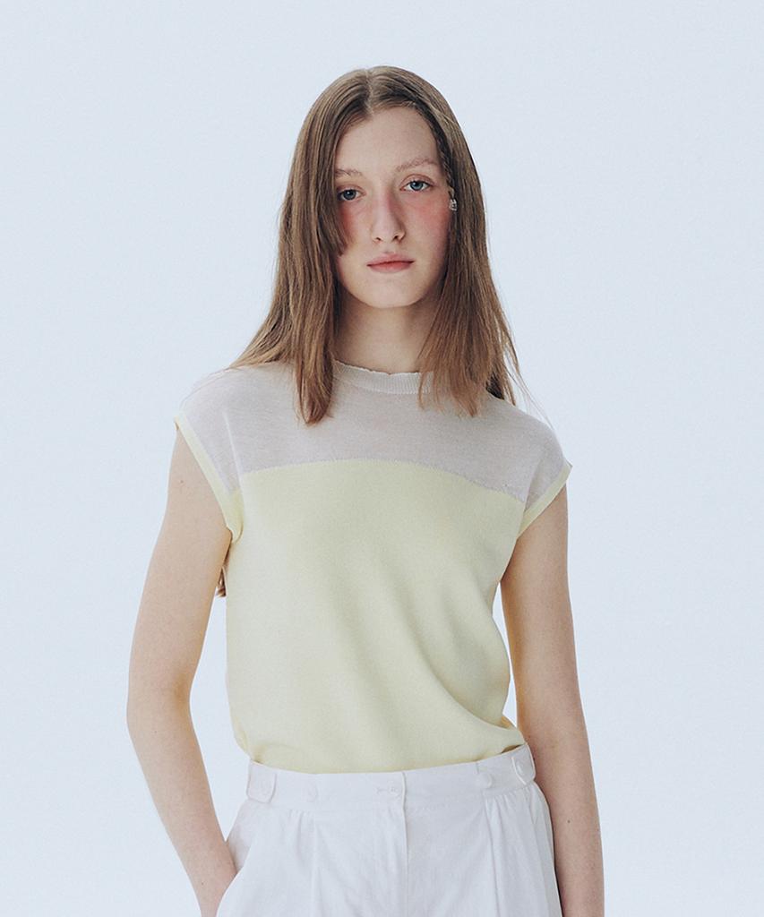 AHWE Sheer Mock Neck Sweater_Light Yellow