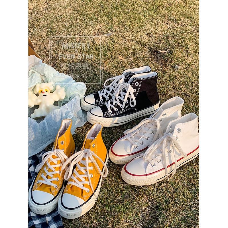 Классические парусиновые туфли женские высокие кеды 19