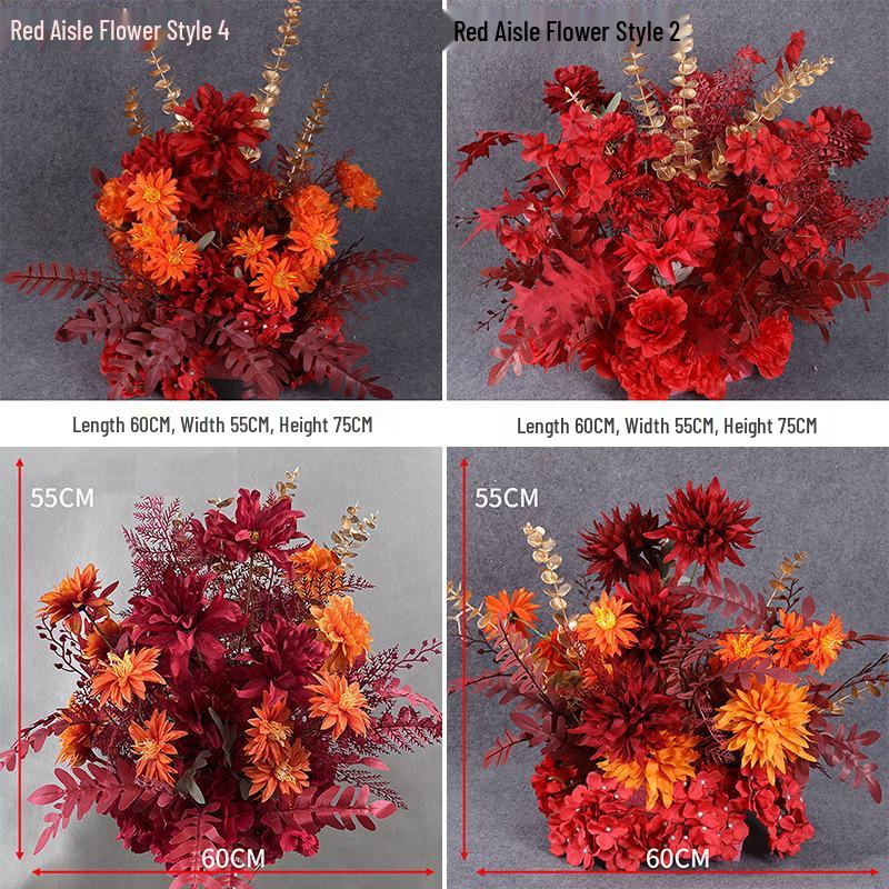 Свадебное цветочное оформление 2025: Сцена банкетного приема по случаю помолвки, Цветочные ряды для дороги/сцены, Цветы для арки, Искусственная имитация фона, Флористическое искусство.