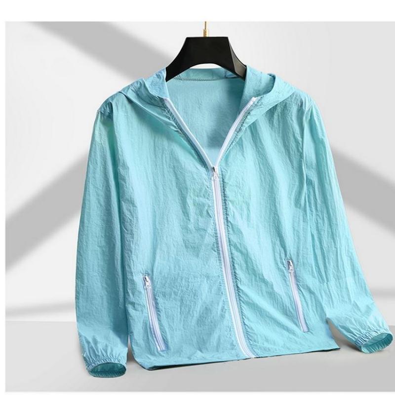 Тонкий стиль Легкий комфорт Дышащий Простой Солнцезащитный Ледяные крошки С капюшоном Повседневный Быстросохнущий Верхняя одежда для мужчин на лето